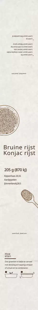Wit geïllustreerd bruin rijst konjac label