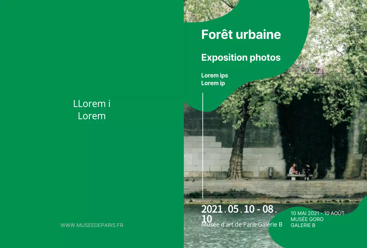 Carte postale pour la promotion d'une exposition de photographies vertes