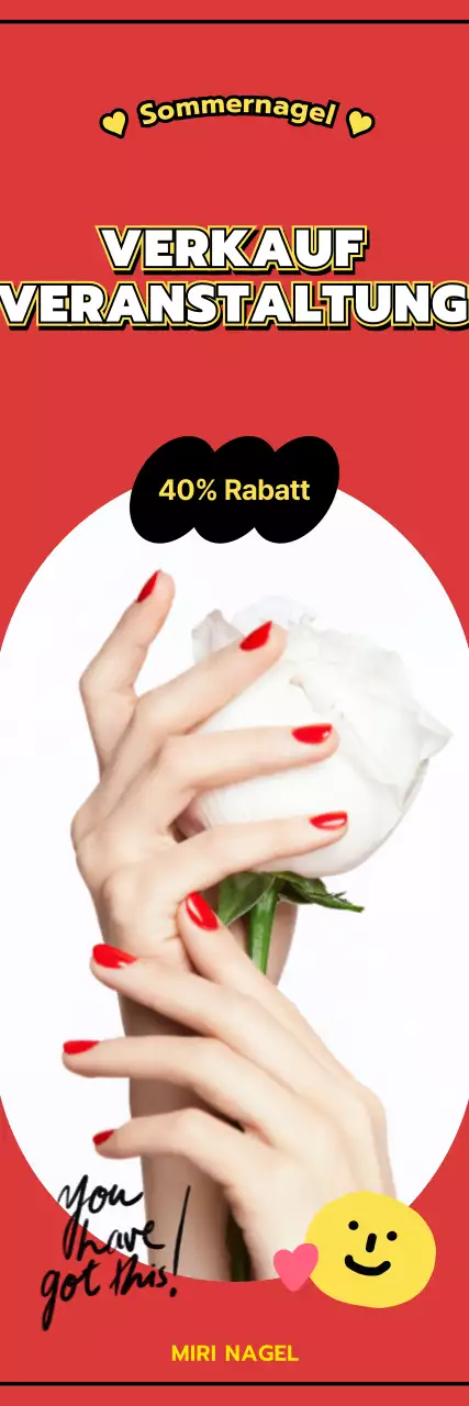 Nail Art Hand auf rotem Hintergrund