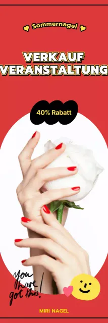 Nail Art Hand auf rotem Hintergrund