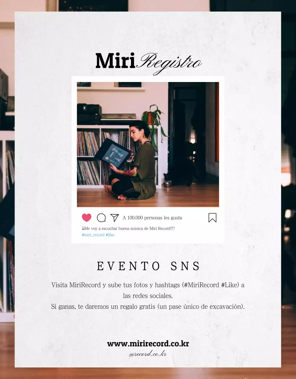 Página de detalles del LP en naranja y blanco