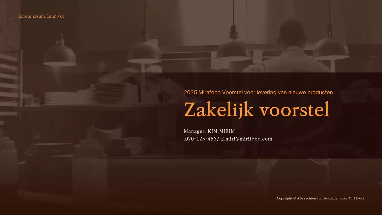 B2B-voorstel voor een nieuw voedingsproduct in bruin en oranje