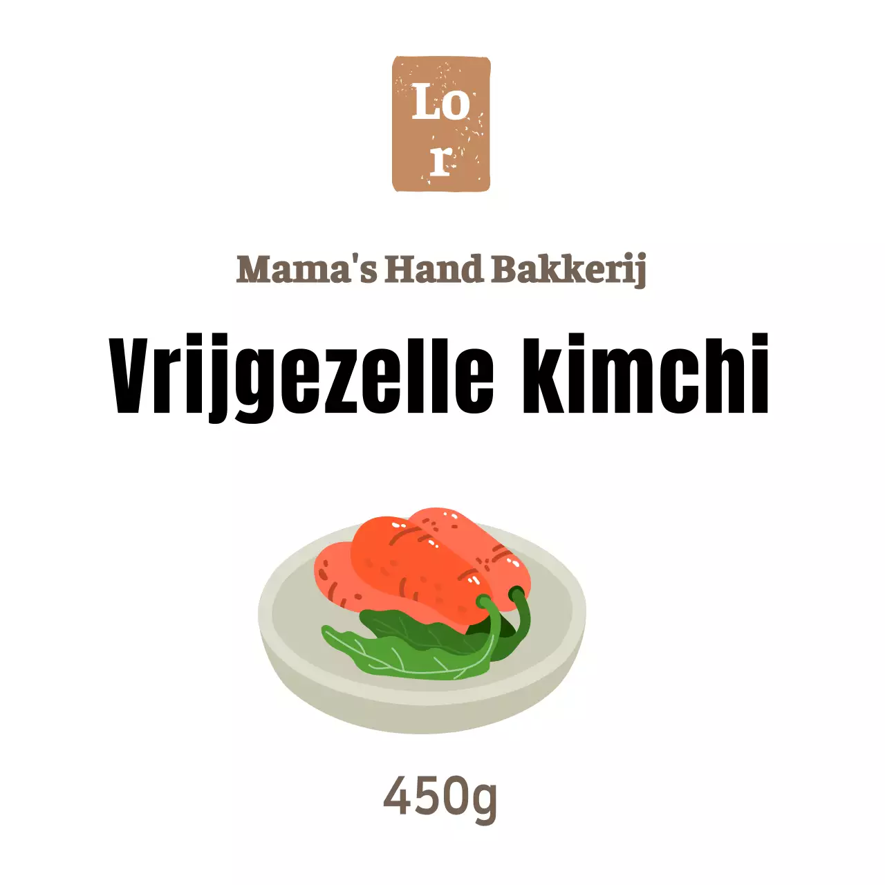 Witte eenvoudige bachelor kimchi sticker voor bijgerechten bij een delicatessenwinkel