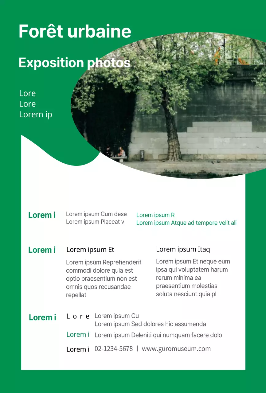 Carte postale pour la promotion d'une exposition de photographies vertes