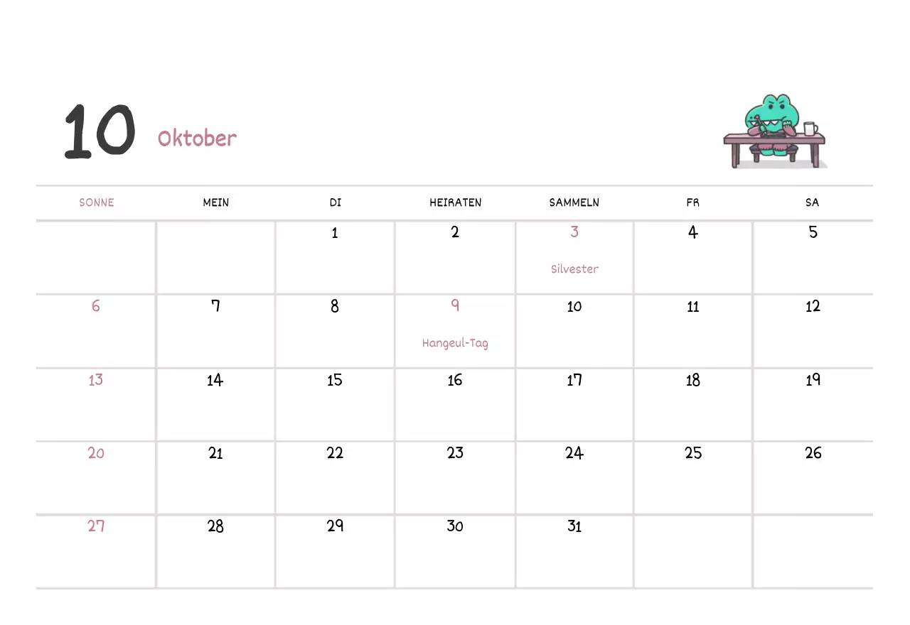 Ein Kalender mit einem niedlichen Argo-Illustrationskonzept