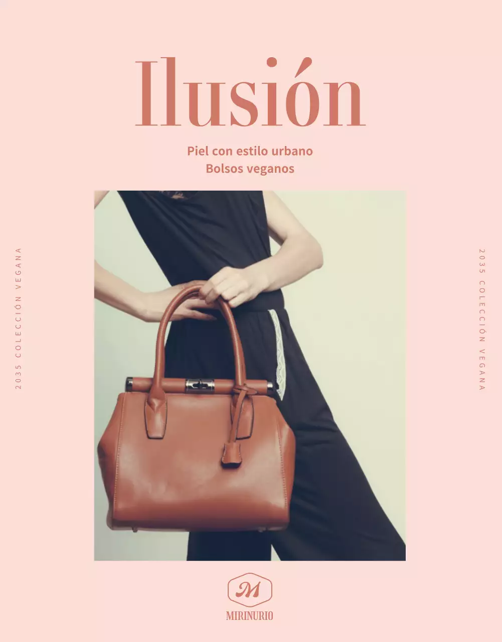 Detalles del bolso vegano minimalista de fondo rosa