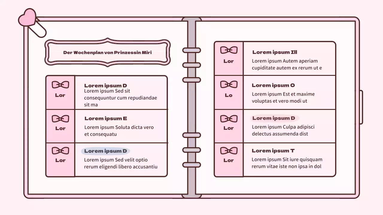 Niedliches Tagebuch-Konzept-Präsentationskit in Rosa