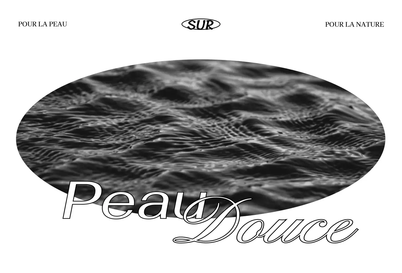 Carte de remerciement de luxe pour une marque de cosmétiques avec des cosmétiques blancs et noirs et une photo de l'océan.