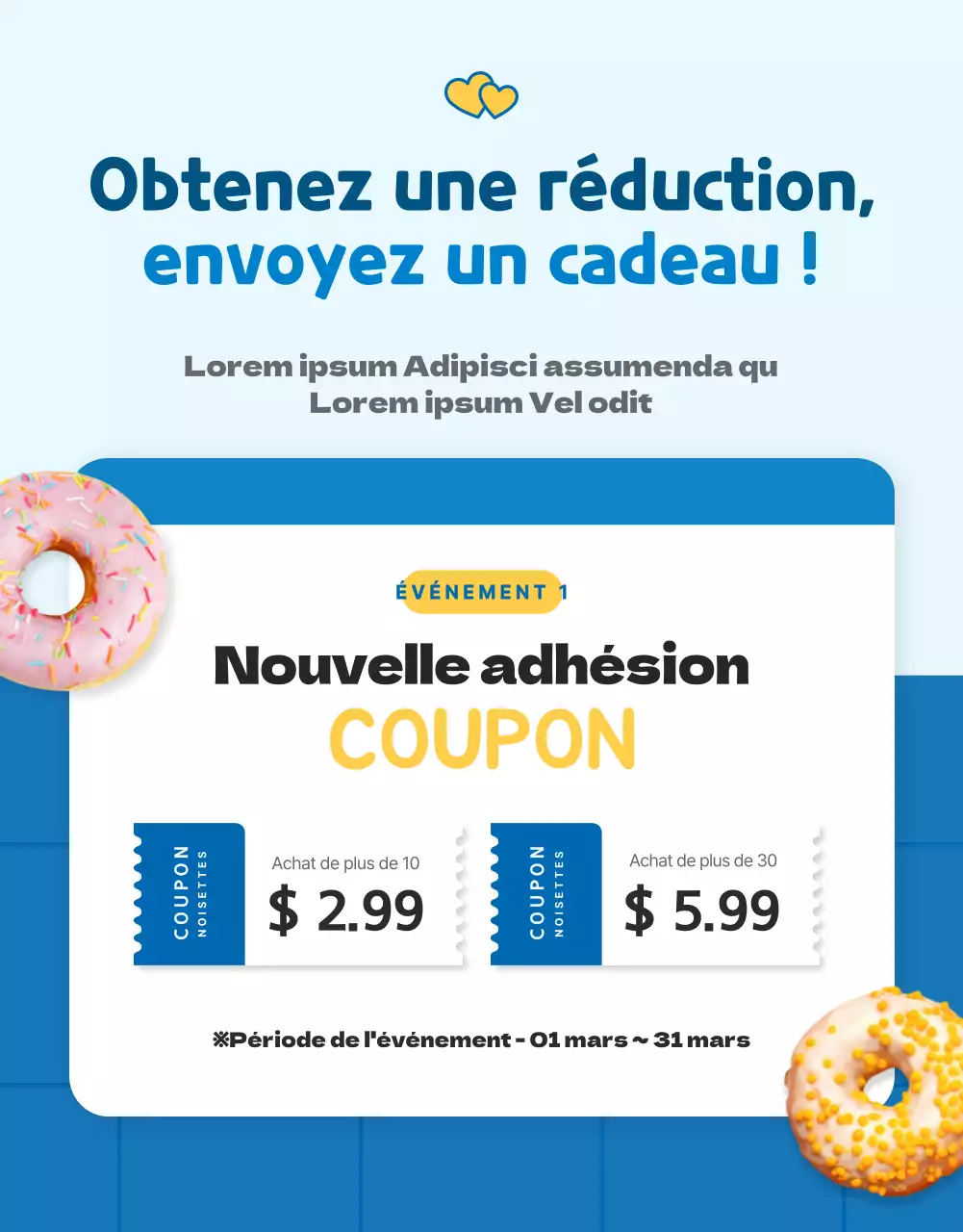 Vendre des beignets avec un joli concept bleu