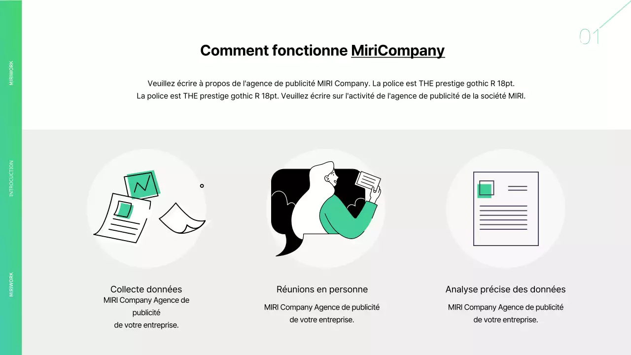 Papier à en-tête vert et blanc d'une agence de publicité