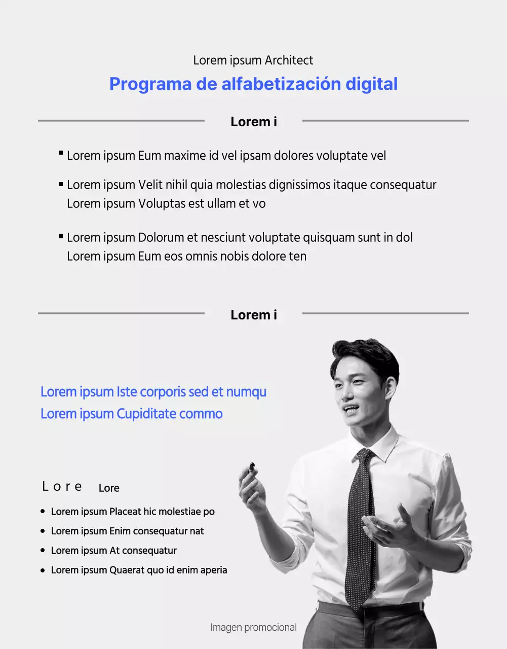 Guía de programas de alfabetización digital en azul y blanco y negro