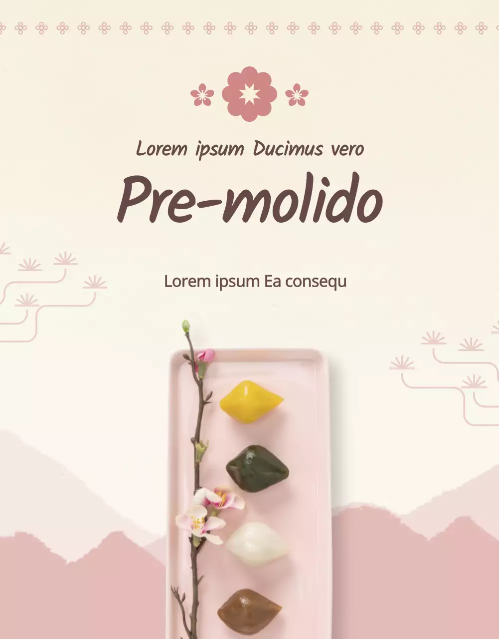 Pastel de arroz rosa tradicional moderno página de detalles