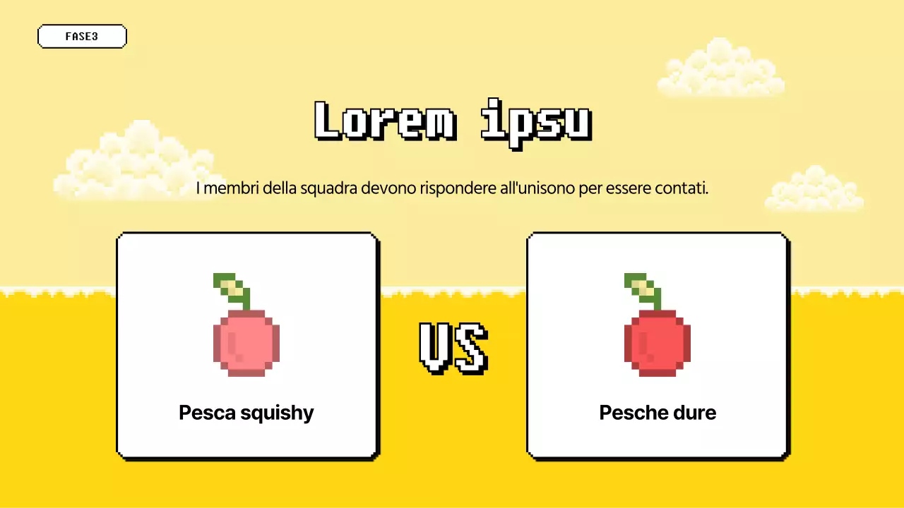 Gioco a quiz del laboratorio con un'atmosfera pixelata blu e gialla