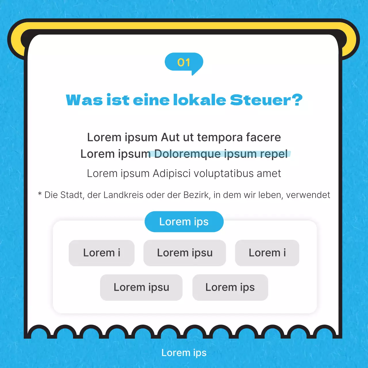 Himmelblaue Illustration der lokalen SteuerkarteNews
