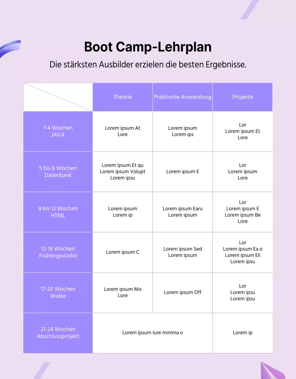 Coding Academy Schulung in Lila und Schwarz