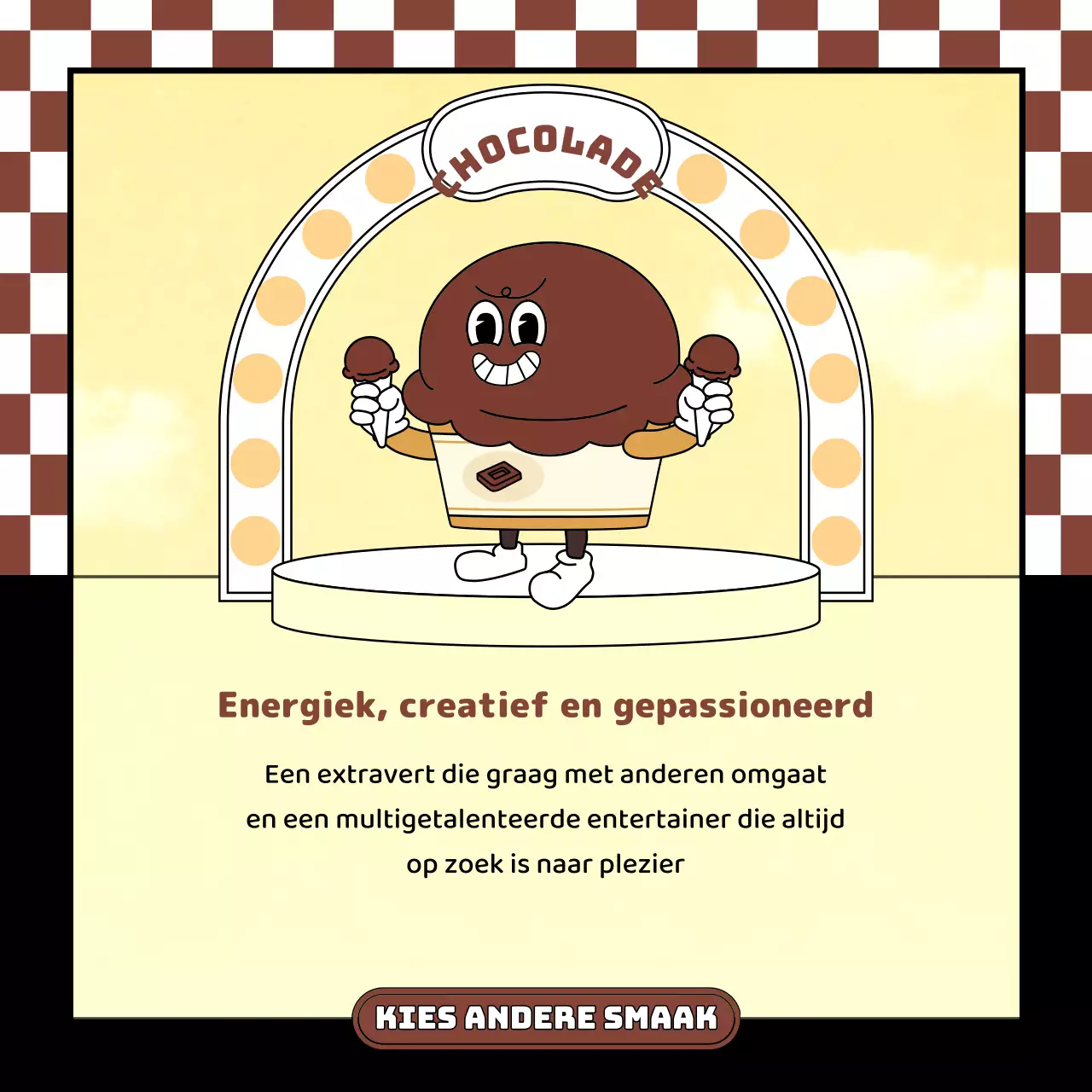 Schattig retro karakter illustratie stijl ijs in roze mint chocolade kleur