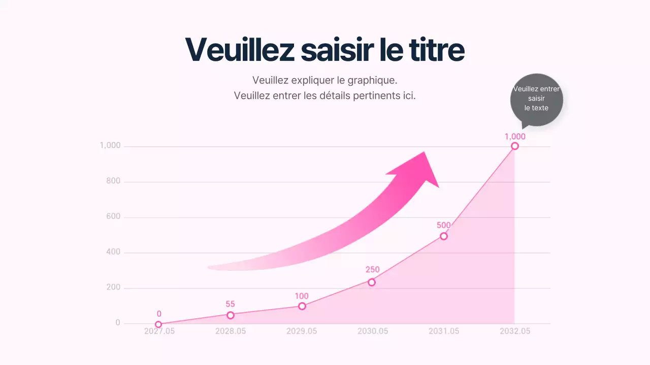 Graphique rose, ligne ascendante