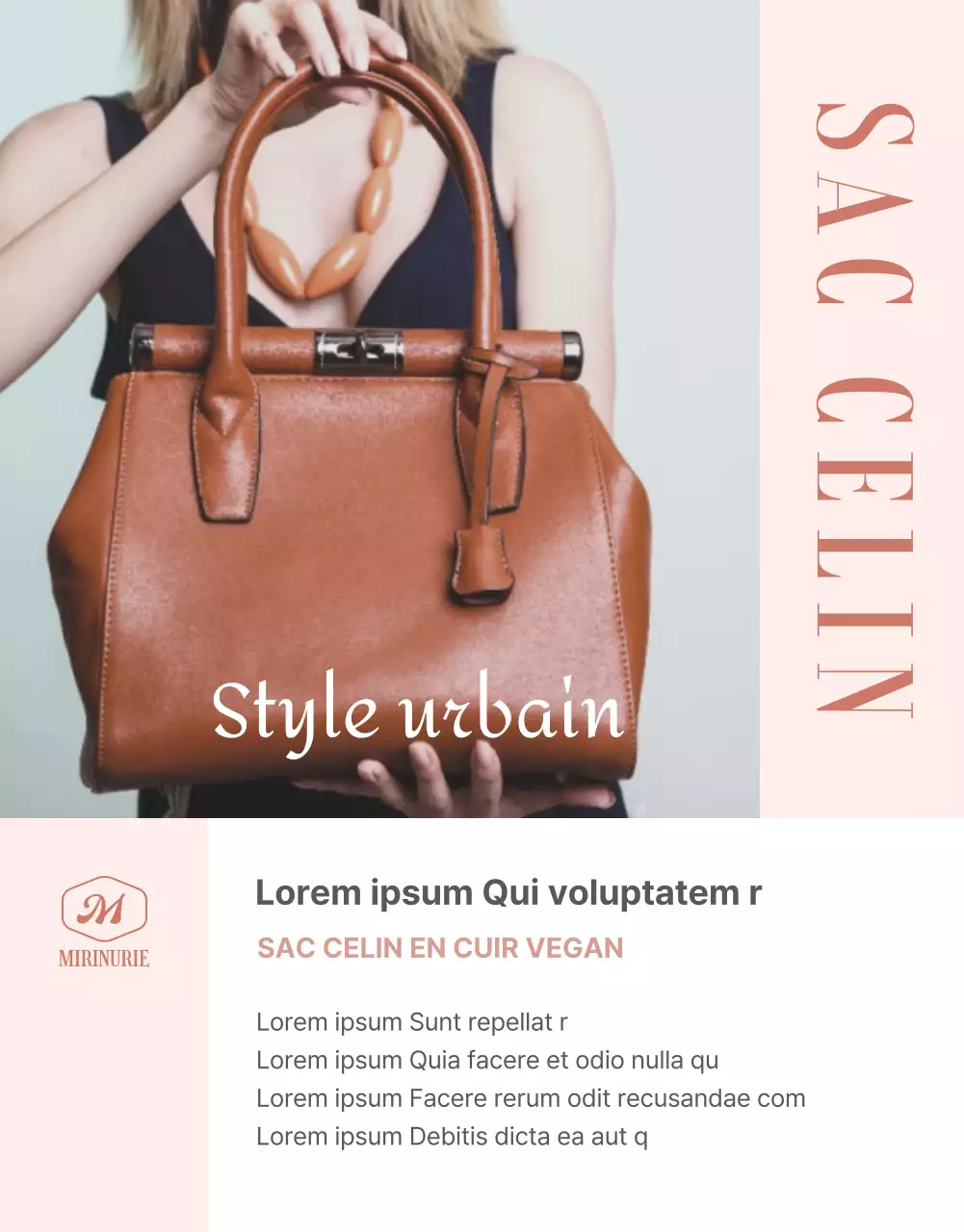 Sac vegan minimaliste à fond rose