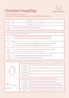 Checkliste Hautpflege Fragebogen für Ästhetiker Dokumente Krankenhäuser
