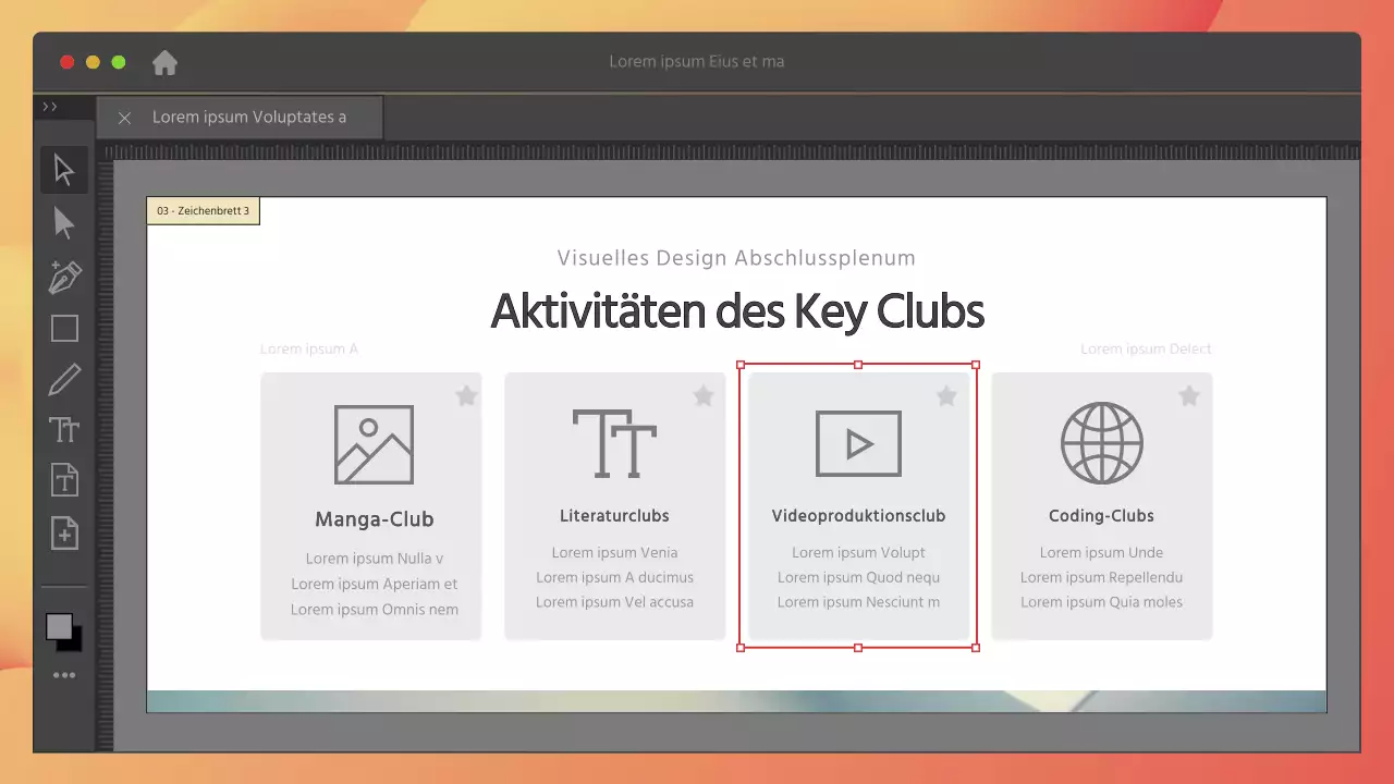 Programmkonzept in grau und rot Abschlussplenum