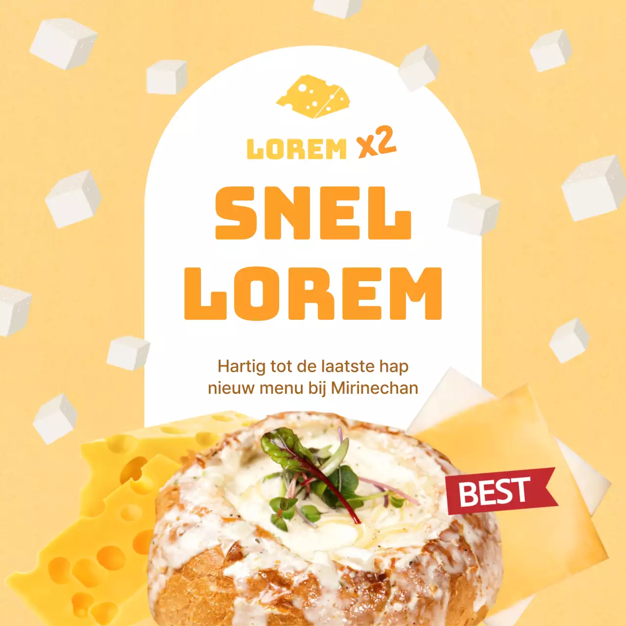 Promoot de lancering van een nieuw menu met een geel kleurenschema