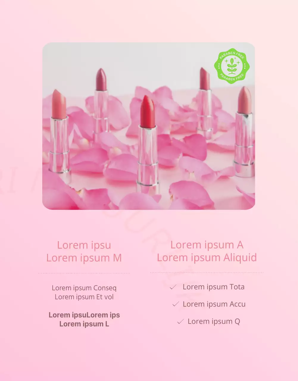 Eenvoudige cosmeticapagina met kleurverloop in roze