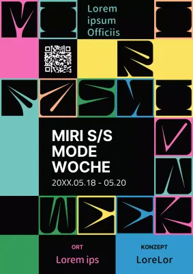 Veranstaltungen der Modewoche mit bunten, vom Laufsteg inspirierten Formen