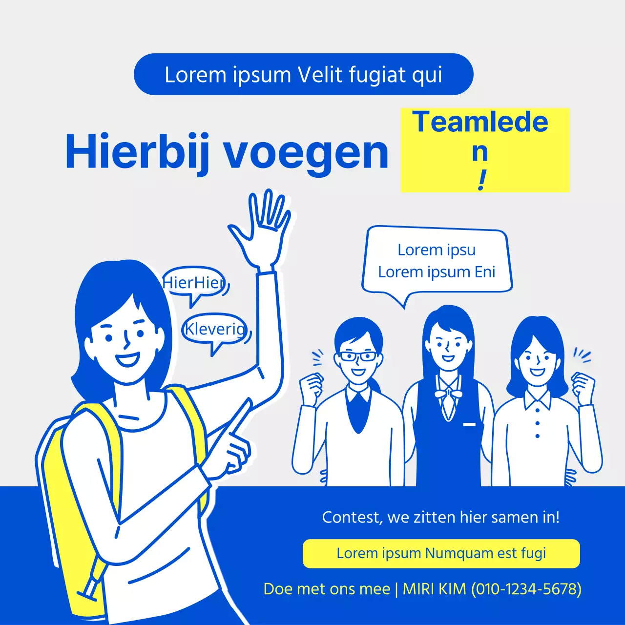 Blue and Lemon Illustratie Wedstrijd Teamwerving KaartNieuws