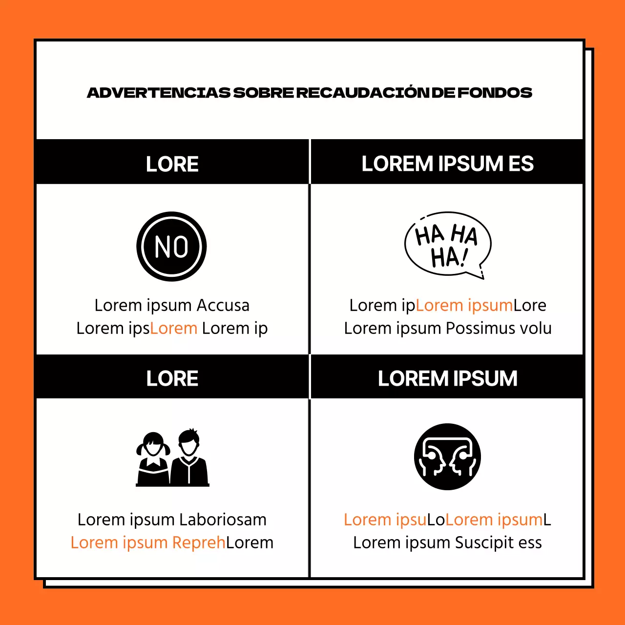 Marco cuadrado azul y naranja marketing divertido