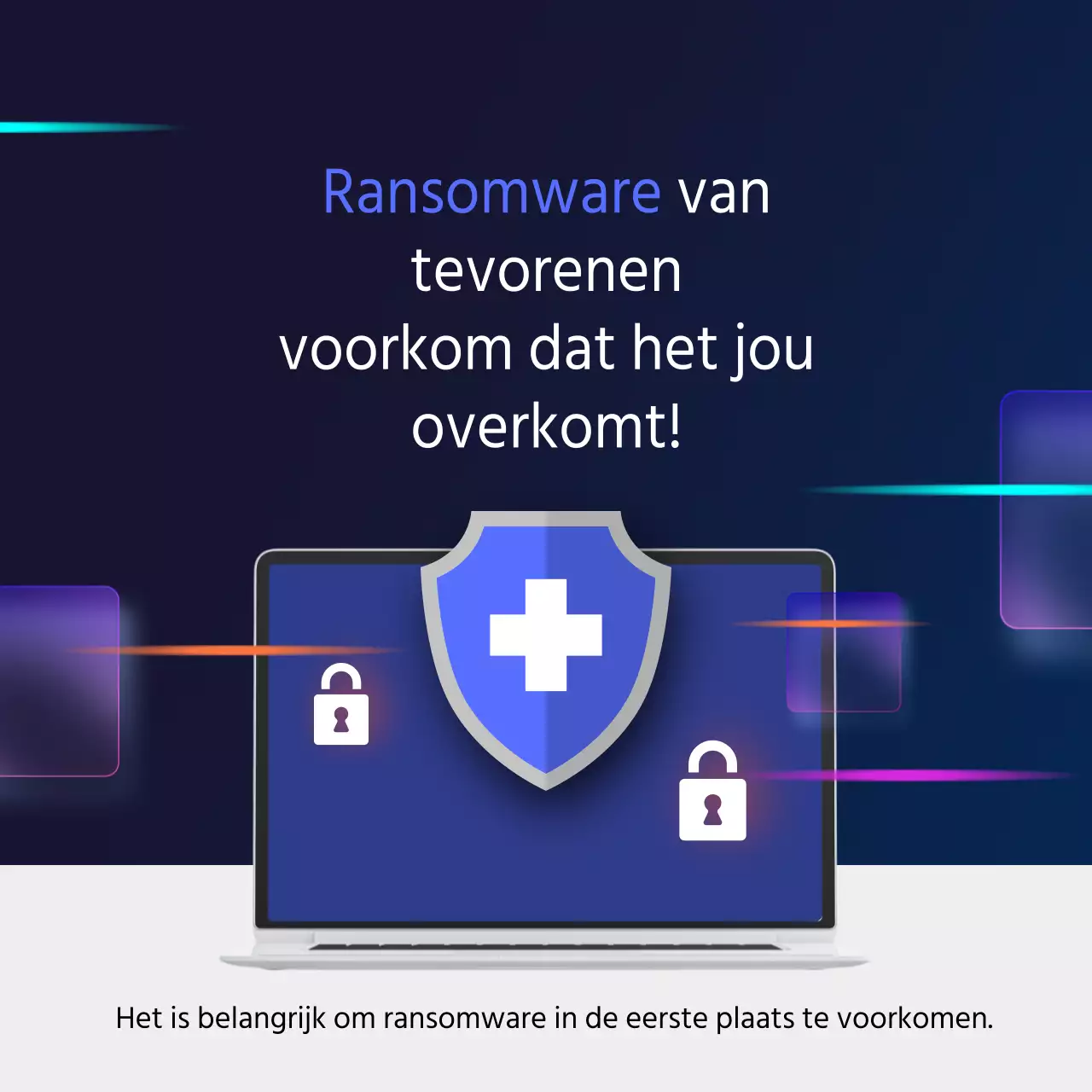 Serieuze ransomwarepreventie in marineblauw en grijs