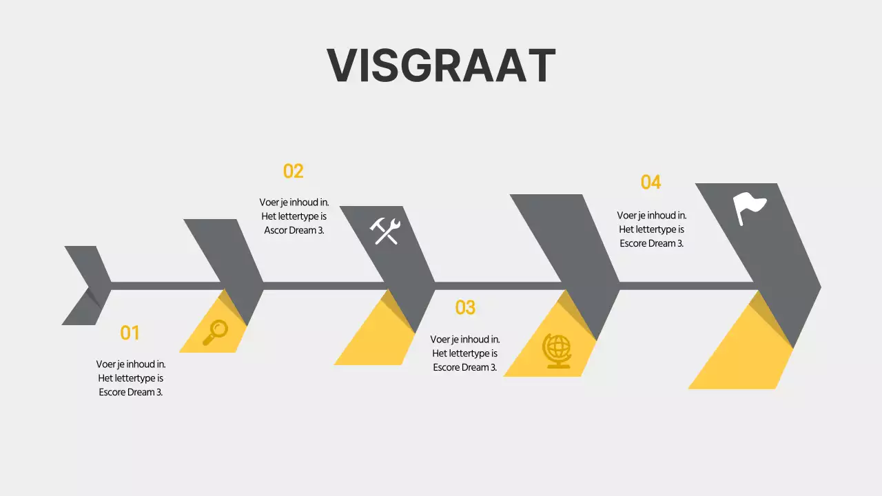 Geïllustreerde visgraat in grijs en geel