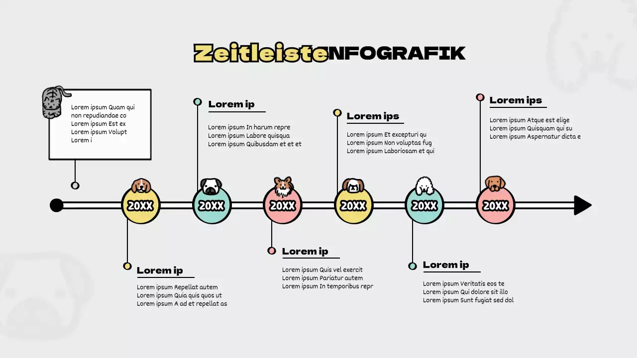 Pastell und niedliche Tier Konzept Zeitleiste