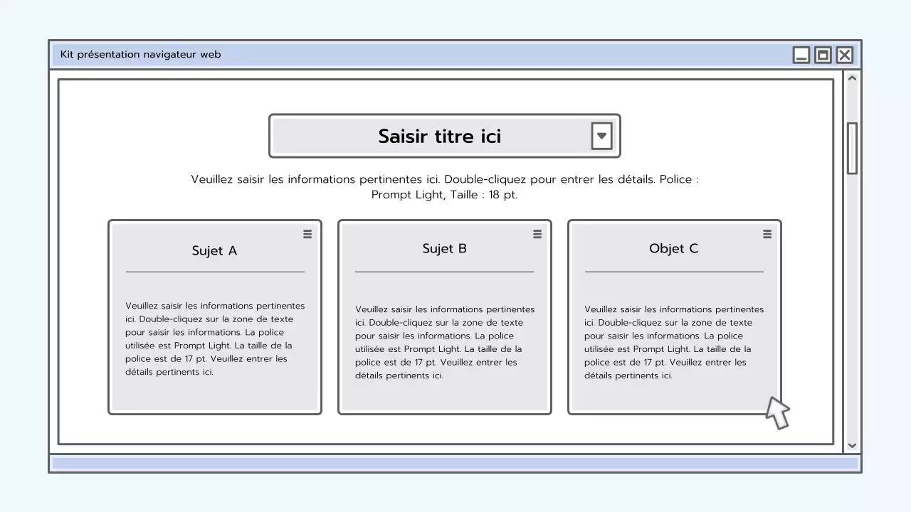Kit de présentation avec un concept de navigateur bleu clair