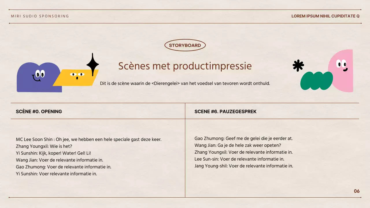 Het voorstel van webtalent Hyun Chan met een papieren achtergrond en kleurrijke geometrische vormen