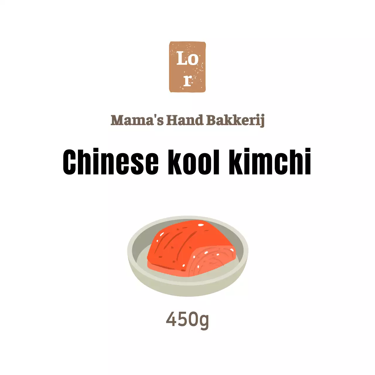 Witte eenvoudige delicatessen kool kimchi sticker voor bijgerechten