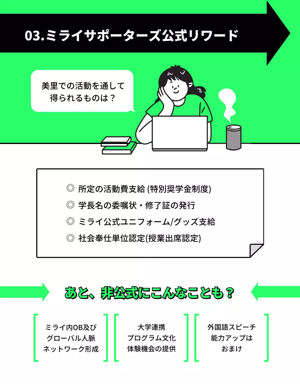 緑 シンプル 学生 募集 詳細ページ