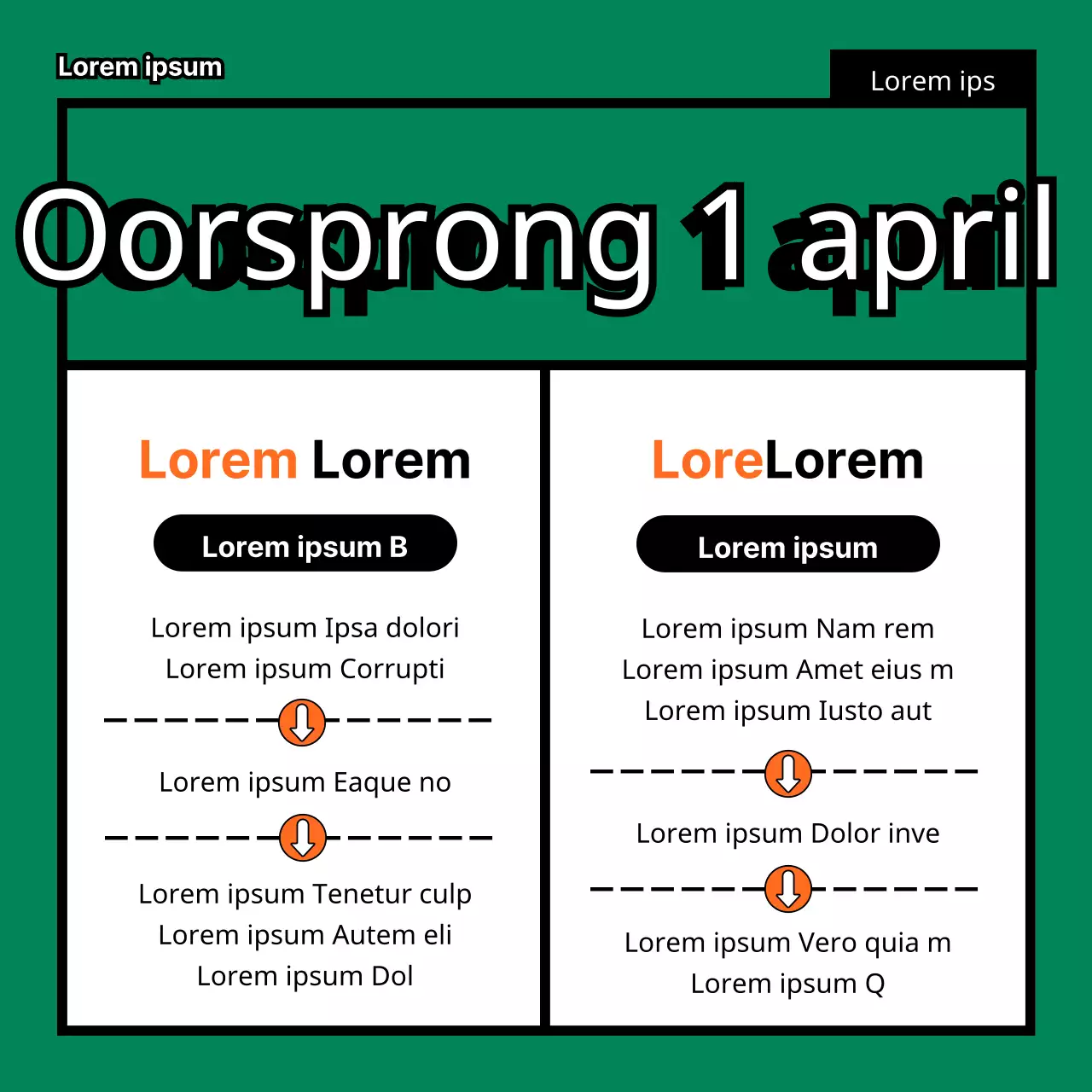 April Fools' Day ligt TMI in een schattige, leuke, platte, eenvoudige Pinokkio-illustratie in groen en oranje.