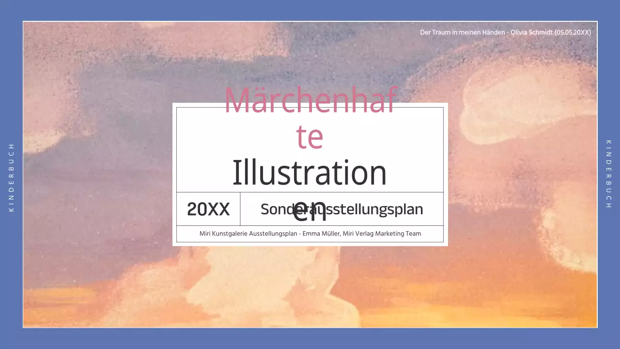Schwarz-blaue, schlichte Kinderbuch-Illustrationsbroschüre für die Sonderausstellung