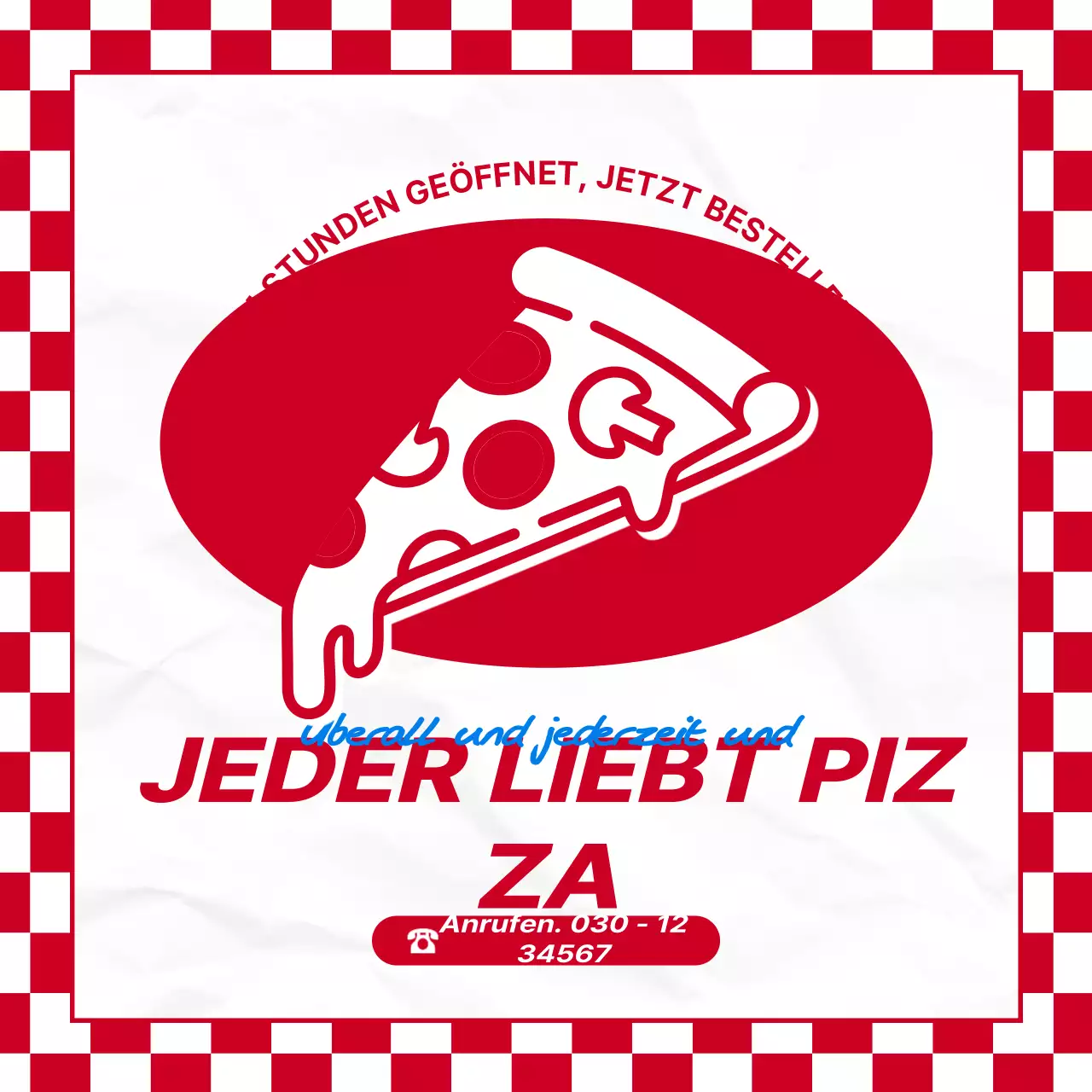 Rotes Schachbrett hip Konzept Pizza Marke Layout Bündel Pack
