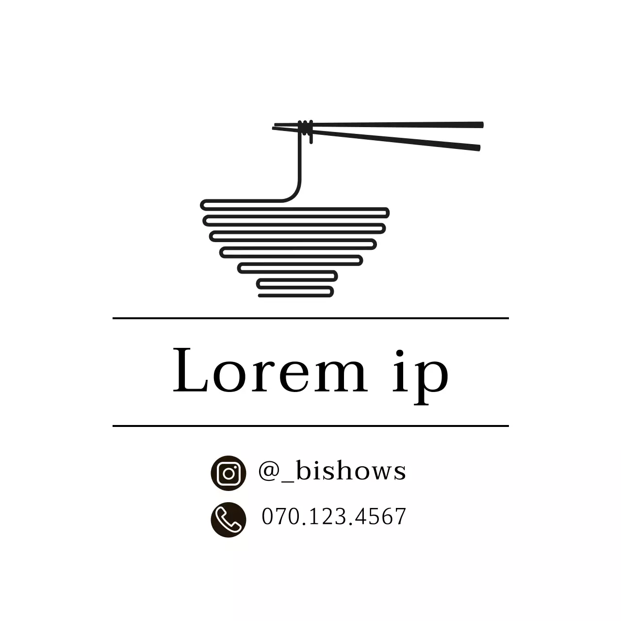 Witte illustratie eenvoudig restaurant noodle label