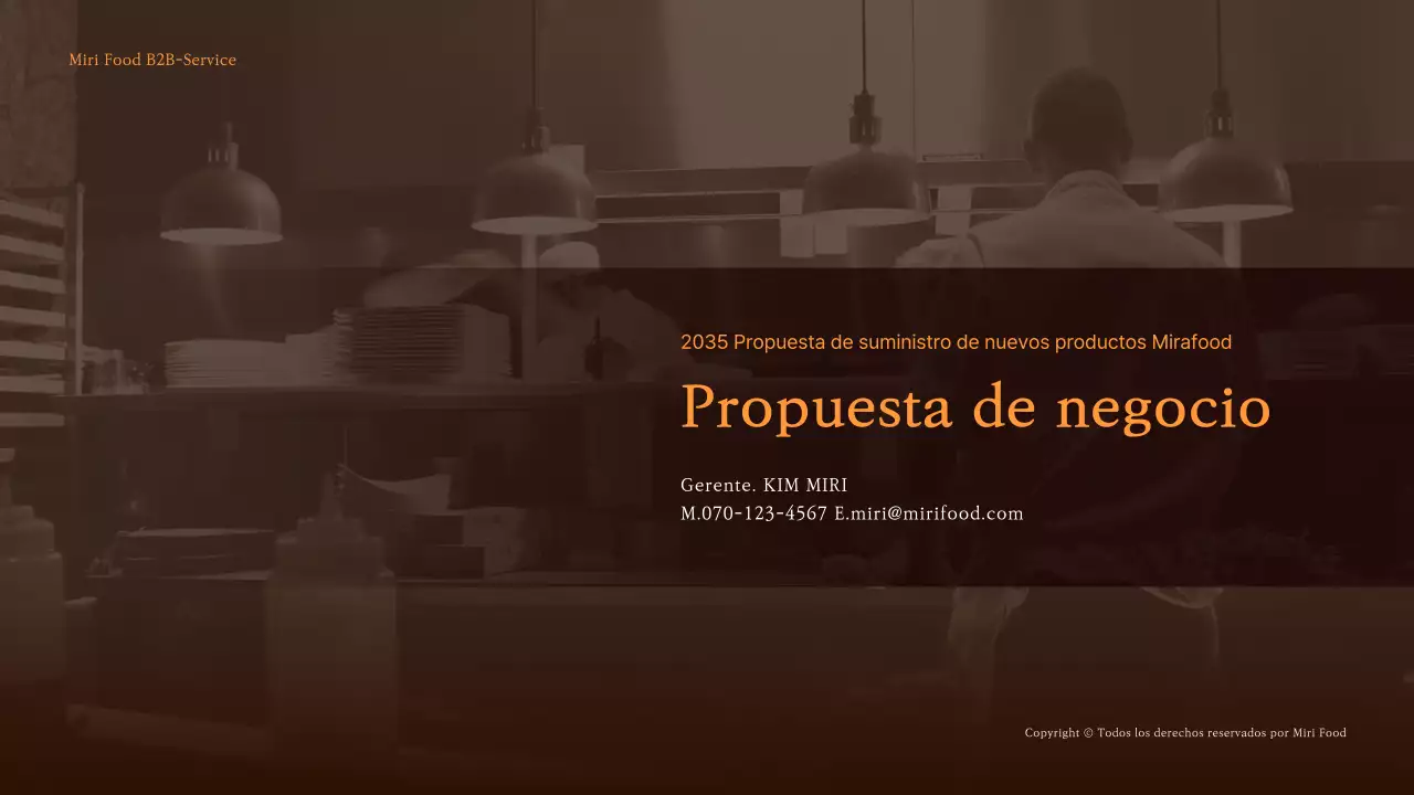 Propuesta B2B para un nuevo producto alimentario en marrón y naranja