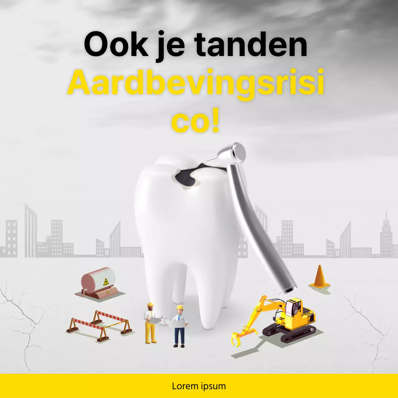 Een moderne tandartspraktijk promoten in geel en grijs