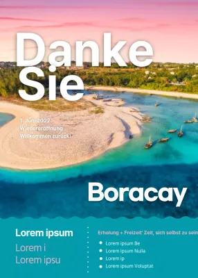 Veranstaltung und Werbung für Boracay-Reisetickets in Rosa und Blau (Event-Pop-up)