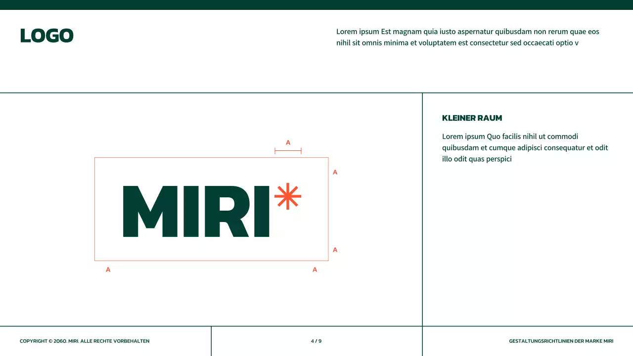 Einfache Markenrichtlinien in Grün mit orangefarbenen Akzenten