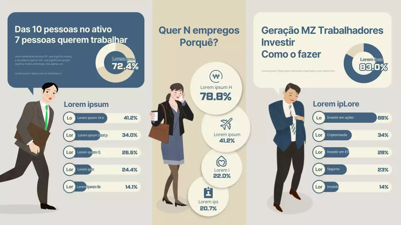 Simples e profissional em azul-marinho e bege para informar o trabalhador de escritório