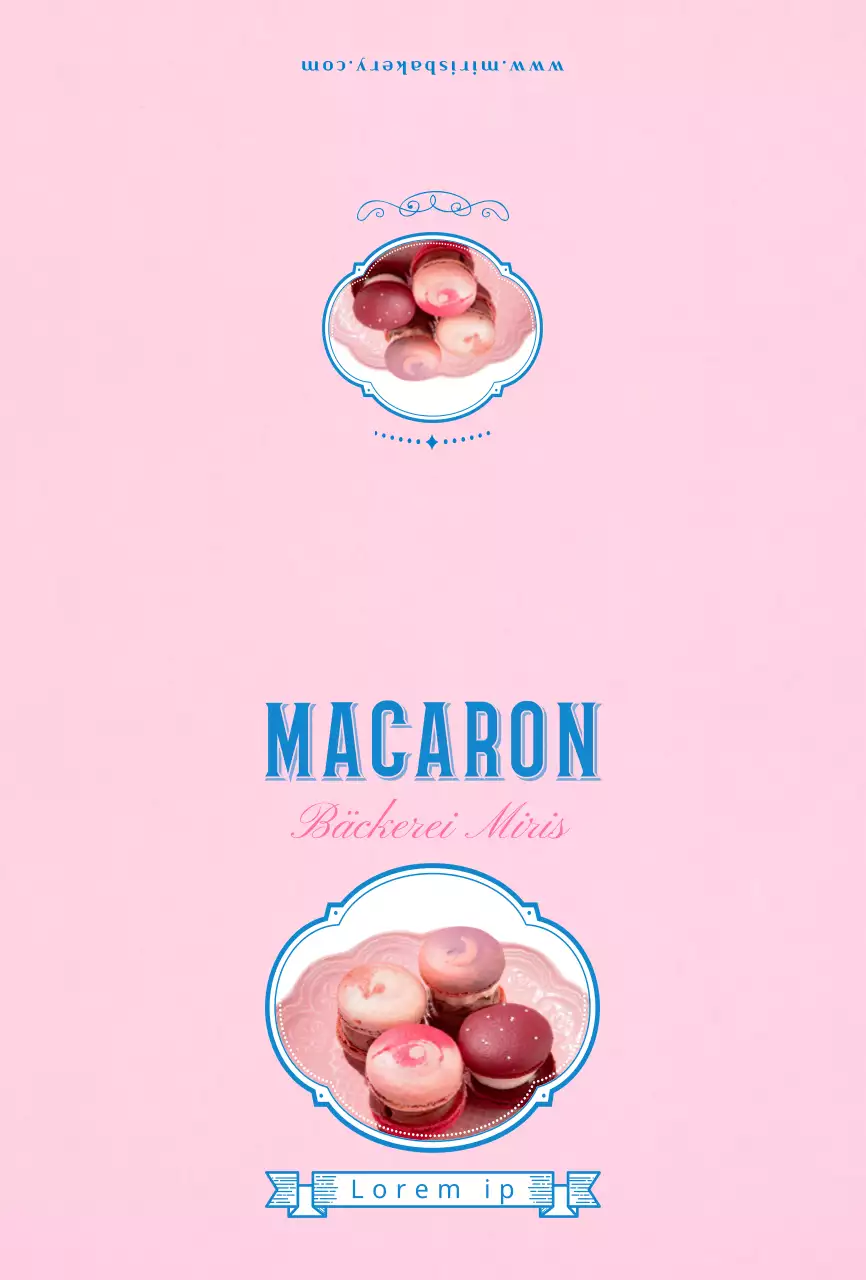 Titel in rosa und blau hervorgehoben Macaron Cafe Führer