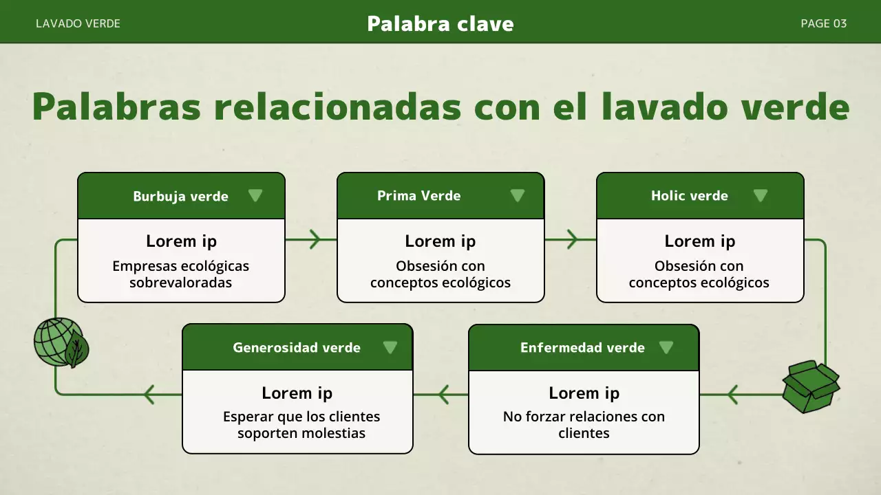 Una presentación sencilla con colores verdes