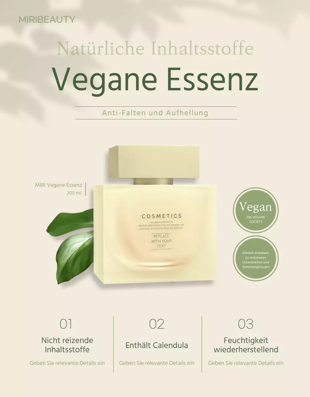 Vegane Kosmetik in Elfenbeingrün Detailseite