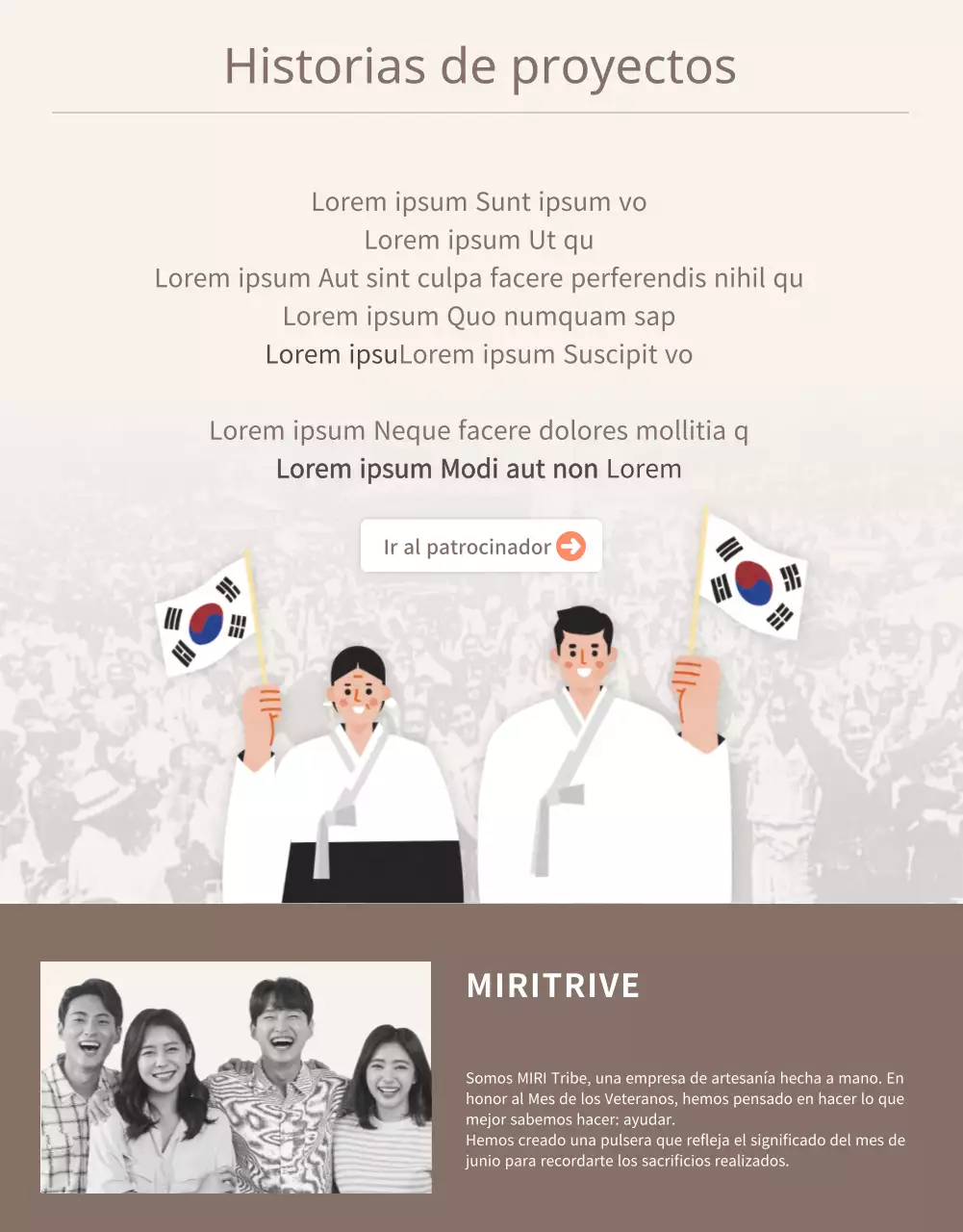 Página detallada de la financiación de la pulsera Beige National Veterans Welfare