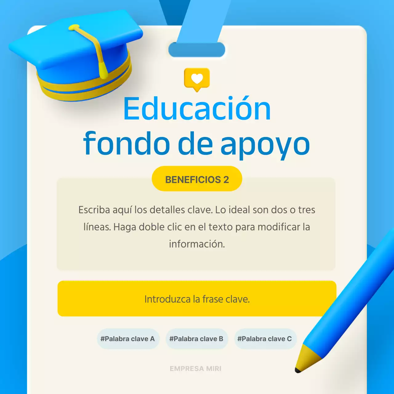 Concepto estereoscópico 3D en azul y amarillo para introducir el bienestar en la empresa